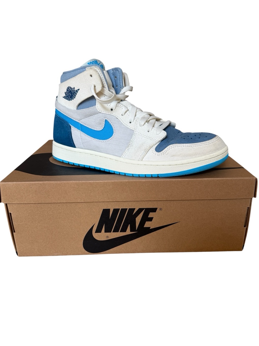Jordan 1 High Zoom Air CMFT 2 Blue White Mens Size 10.5  (DV1307 104) Like New